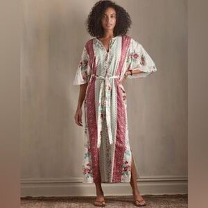 Villa D’ Ascoli Women's Cotton Sateen Caftan Parijat LARGE / XL   NWOT